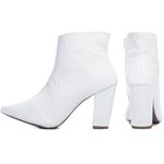 Bota Bico Fino Feminina Napa Croco Branco