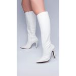 Bota Bico Fino Feminina Napa Croco Branco