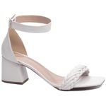 Sandália Salto Bloco Grosso Baixo Off White