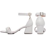 Sandália Salto Bloco Grosso Baixo Off White