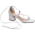 Sandália Salto Bloco Grosso Baixo Off White