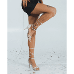 Sandália Salto Fino Baixo Off White