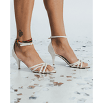 Sandália Salto Fino Baixo Off White