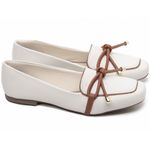 Mocassim Feminino Rasteiro Off White