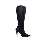 Bota Bico Fino Feminina Napa Croco Preto