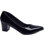 Sapato Scarpin Salto Bloco Grosso Baixo Preto