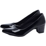 Sapato Scarpin Salto Bloco Grosso Baixo Preto