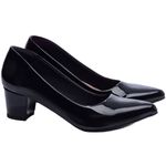Sapato Scarpin Salto Bloco Grosso Baixo Preto