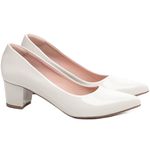 Sapato Scarpin Salto Bloco Grosso Baixo Off White