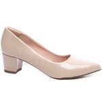 Sapato Scarpin Salto Bloco Grosso Baixo Bege