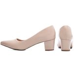 Sapato Scarpin Salto Bloco Grosso Baixo Bege