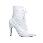 Bota Bico Fino Feminina Matelassê Branco