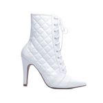 Bota Bico Fino Feminina Matelassê Branco