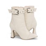 Bota Bico Fino Cano Médio Off White