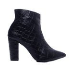 Bota Bico Fino Feminina Napa Croco Preto