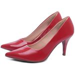 Sapato Scarpin Salto Fino Médio Vermelho