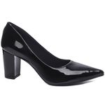 Sapato Scarpin Salto Bloco Grosso Preto