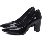 Sapato Scarpin Salto Bloco Grosso Preto