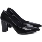 Sapato Scarpin Salto Bloco Grosso Preto