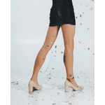 Sapato Scarpin Salto Bloco Grosso Bege