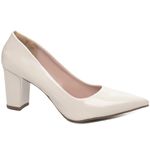 Sapato Scarpin Salto Bloco Grosso Off White
