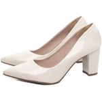 Sapato Scarpin Salto Bloco Grosso Off White