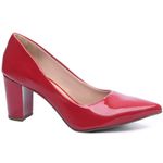 Sapato Scarpin Salto Bloco Grosso Vermelho