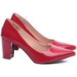 Sapato Scarpin Salto Bloco Grosso Vermelho
