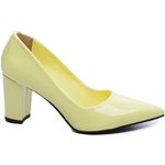 Sapato Scarpin Salto Bloco Grosso Amarelo