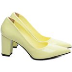 Sapato Scarpin Salto Bloco Grosso Amarelo