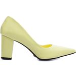 Sapato Scarpin Salto Bloco Grosso Amarelo