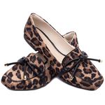 Mocassim Feminino Rasteiro Estampa Onça