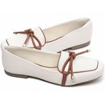 Mocassim Feminino Rasteiro Off White
