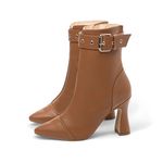 Bota Bico Fino Cano Médio Caramelo