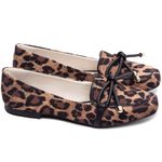 Mocassim Feminino Rasteiro Estampa Onça