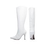 Bota Bico Fino Feminina Napa Croco Branco