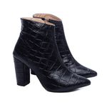 Bota Bico Fino Feminina Napa Croco Preto