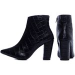 Bota Bico Fino Feminina Napa Croco Preto