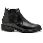 Botina Casual Conforto Couro De Carneiro Preto