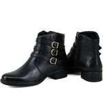 Bota Casual Feminina Cano Curto Couro Comfort Preto