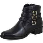 Bota Casual Feminina Cano Curto Couro Comfort Preto