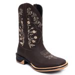 Bota Feminina Country Bordada Natasha Flores Solado Ecco Borracha