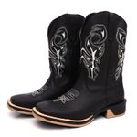 Bota Masculina Country Bordada Johnny Cash Solado Ecco Borracha 