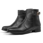 Bota Feminina Pank low Sintetico Cano Curto Com Fivela Lateral 