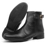 Bota Feminina Pank low Sintetico Cano Curto Com Fivela Lateral 