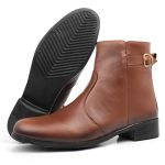 Bota Feminina Pank low Sintetico Cano Curto Com Fivela Lateral 