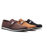 Sapato Masculino Camurça Suave Fivela Ajustável Forro Respirável Solado PVC 