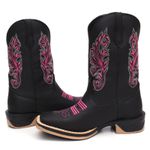Bota Feminina Country Bordada Natasha Solado Ecco Borracha 