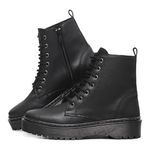 BOTA COTURNO FEMININA BLOGUEIRA TRATORADO PRETO