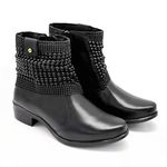BOTA FEMININA CANO CURTO COURO PRETO